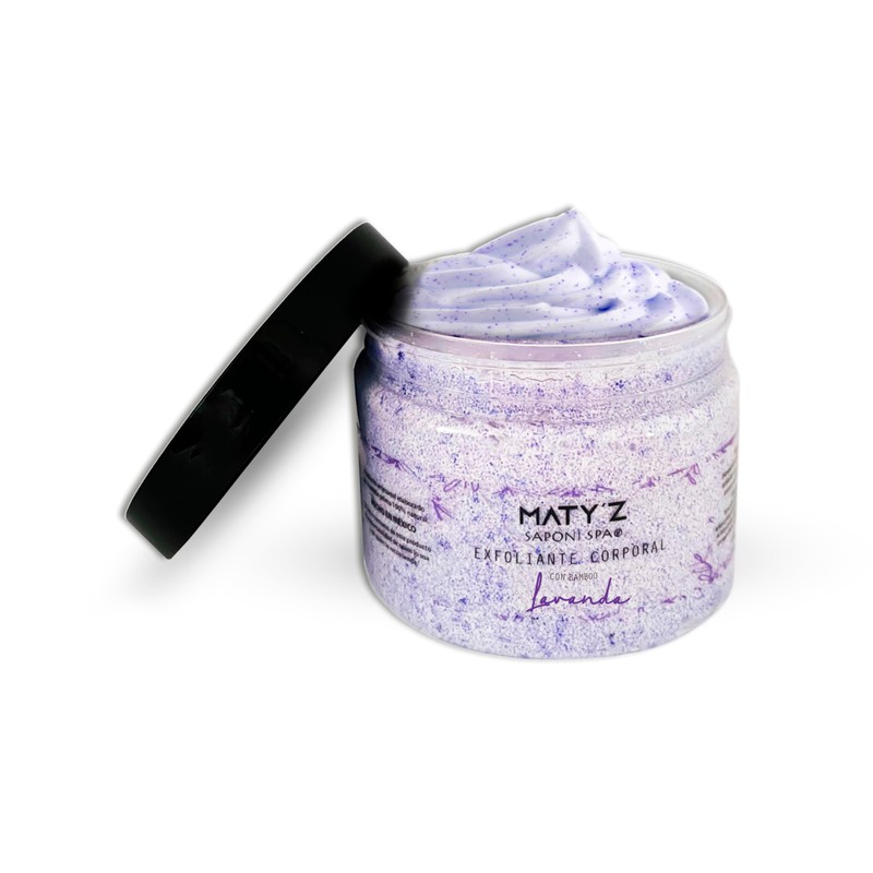 Exfoliante Corporal Premium con Bambú Textura Body Butter Aroma Lavanda