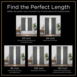 Eclipse Talisa Absolute Zero Blackout Plus Draft Stopper Window Curtain Panel, Noise Reducing, Home Privacy, Lined Thermal Insulation, 50 Inches Wide x 84 Inches Long, Single, Blue