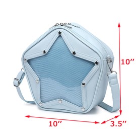CHERRY SAUCE Kawaii Star PU Leather Ita Bag Y2k Shoulder Crossbody Bag Aesthetic Cute Pin Display (CS2163-Blue