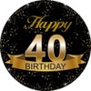 Black and Gold 40th Birthday Party Favor Stickers - 2