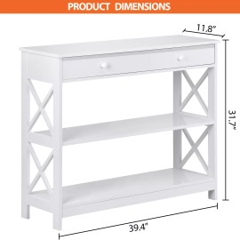 Segawe 39'' Console Table with Shelves Hallway Sofa Table for Entryway Living Room