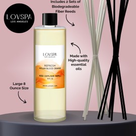 LOVSPA Refresh Sicilian Blood Orange Diffuser Oil - Essential Oils for Diffuser Refill & Air Freshener Room Spray - Long-Lasting & Natural Home Fragrance, Scented Oil for Diffusers, USA Made, 8 oz