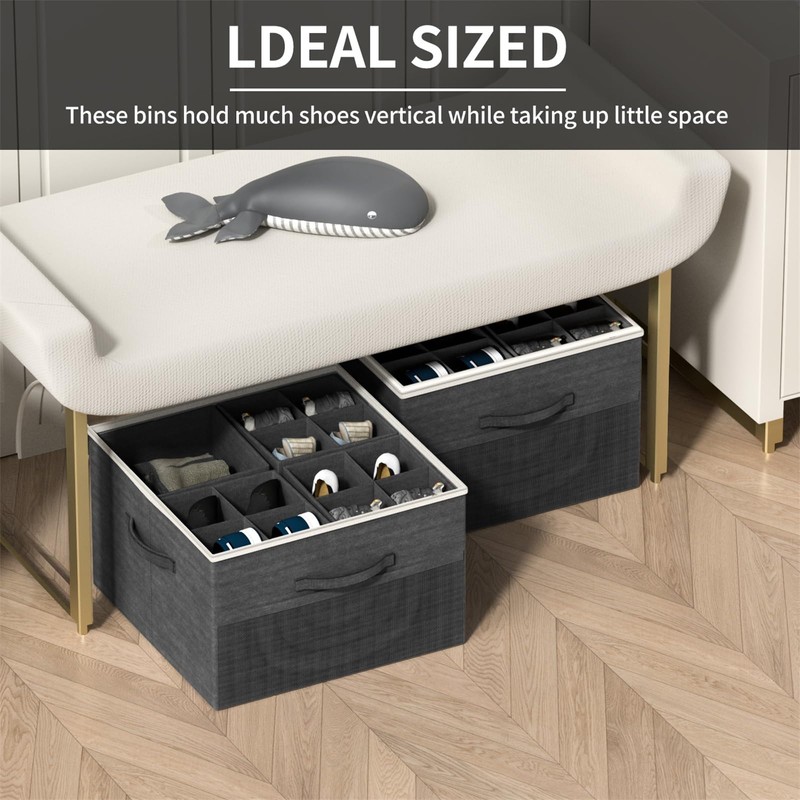 Aokeyee Shoe Organizer for Closet,2 Pack Foldable Shoe Storage Organizer