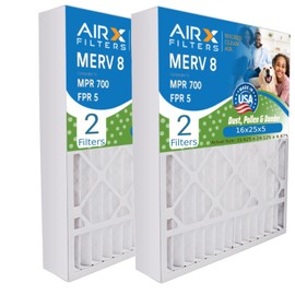 AIRX FILTERS WICKED CLEAN AIR. 16x25x5 Air Filter MERV 8 Compatible with GeneralAire 14161 Furnace Filter 2 Pack