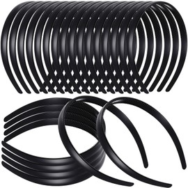 Shappy 40 Pcs 0.6 Inch Black Plastic Headbands Thin Skinny Headbands for Women Plain DIY Hair Accessories Plastic Teeth Comb Hair Accessories