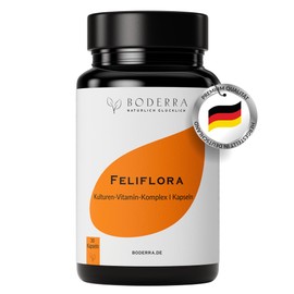 BODERRA Feliflora-Kulturen Complex - Support Your Intestinal Flora Building - 10 Live Gut Bacteria Strains + Inulin, Vitamins B & D - Gastric Juice-Resistant Probiotics - High Dose - Made in Germany