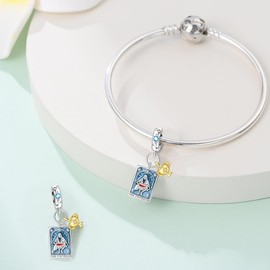 LONGLUCK 925 Sterling Silver Charms for Bracelets Necklaces 5A Cubic Zirconia Tarot Cards Dangle Pendant,Charms Beads Gifts for Women