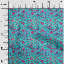 oneOone Polyester Lycra Teal Green Fabric Batik Sewing Material Print Fabric by The Meter 56 Inch Wide