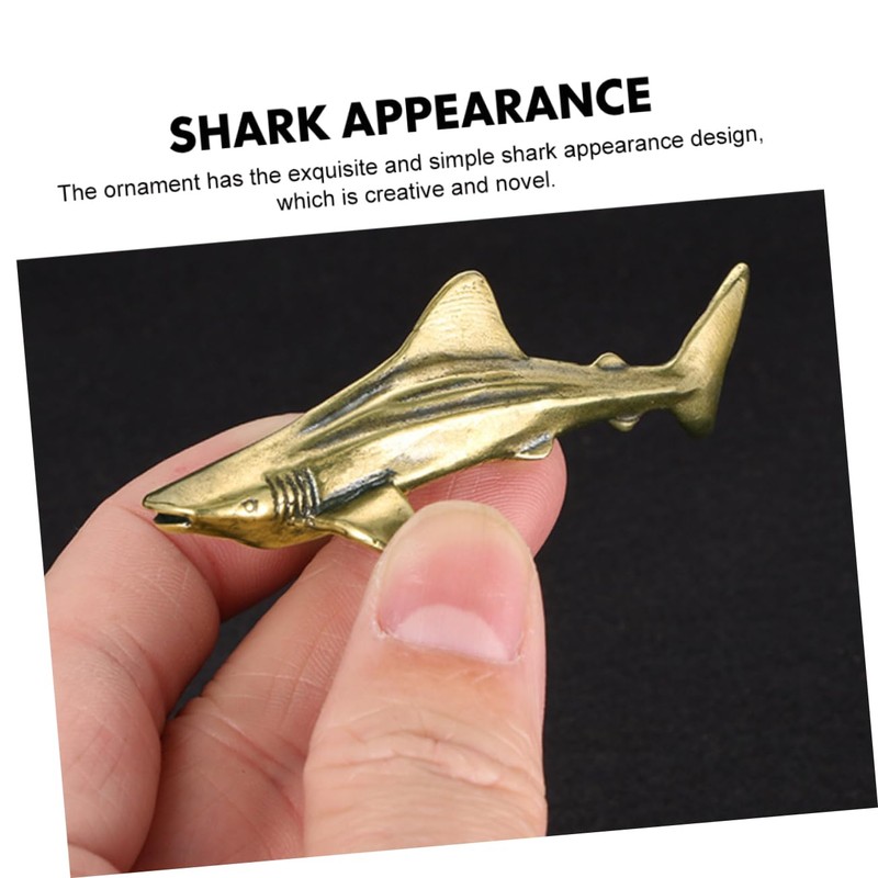 LIFKOME Brass Shark Figurine Desktop Decor Unique Shark Shaped Adornment