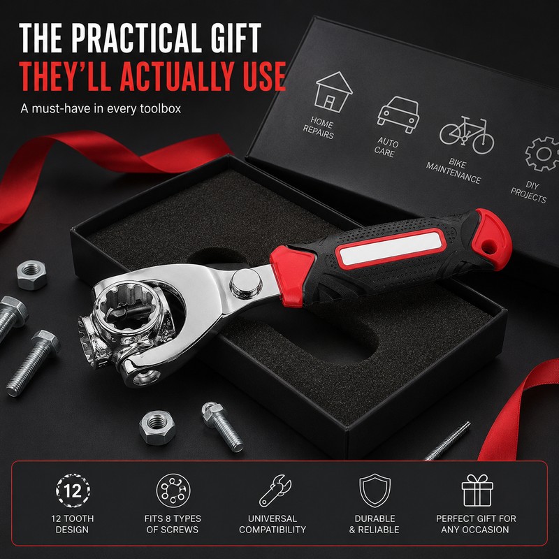 Universal Multi-Function Wrench for Home Repairs – 52-in-1 Double-Ended Socket