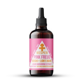 Vesper Pink Freud Mushroom Liquid Extract - Reishi & Lion’s Mane Blend with Wild Huckleberries for Immunomodulation, Neurogenesis, and Mood Support, USA-Grown, for Calm & Mental Clarity – 4oz