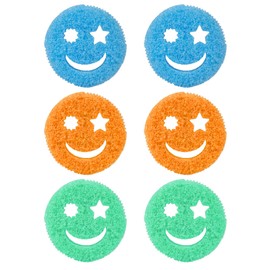 Sponges Washing Up, Kitchen Sponge, 6 Pcs 3 Colors Smiley Face Washing Up Sponge, 3.93 * 3.93 * 1.57INCH Color Sponge Effortless Cleaning Eco Scrub Pads for Dishes,Pots,Pans All at Once