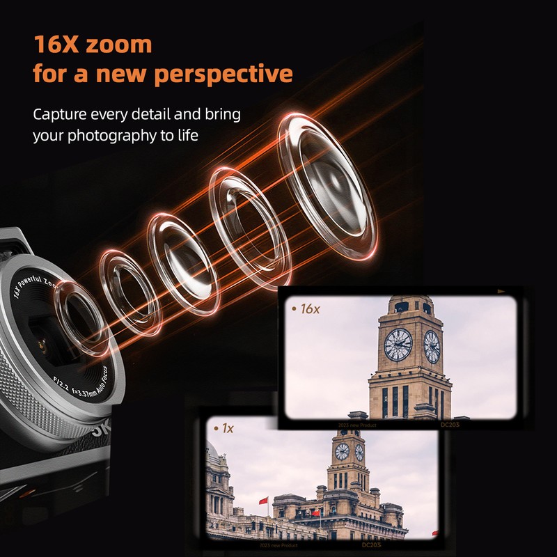 Portable Digital Camera 5K Video Camera 2.8-inch IPS Screen 48MP