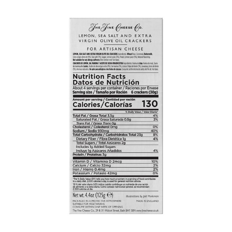 The Fine Cheese Co Sea Salt, Lemon & EVOO Crackers,