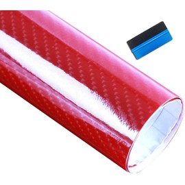 NEWL Red 6D Carbon Fiber Stickers Hight Glossy Car Carbon Fiber Vinyl Film CarInterior Waterproof and Anti-Scratch Sticker (30cm x 150 cm)