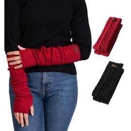 Brook + Bay Knit Arm Warmers for Women - Winter Fingerless Arm Warmers & Wrist Warmer w/Thumbhole - Long Fingerless Gloves