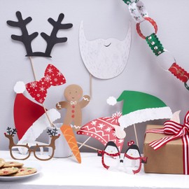 Ginger Ray Christmas Family Photo Booth Weihnachtsmann und Freunde, Mehrfarbig