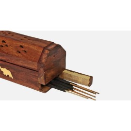 Unbranded 1 Pc Wood Incense Burner Holder Box Ash Catcher Sticks