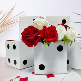 Eylola 12 Pcs White Dice Favor Boxes 6 x 6 x 6 Inch dice Boxes Bulk for centerpieces Casino Party Decorations Game Night Decorations Casino Themed Party Goodie Boxes Gift Box