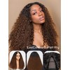 Ombre Brown V Part Curly Wigs Human Hair No Leave