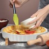 LemonRoad 9 Inch Ceramic Pie Pan with Wooden Bracket Ceramic