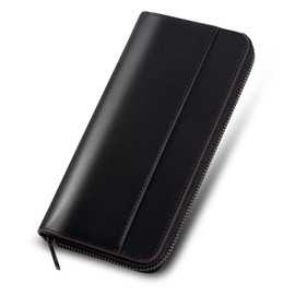Men's Long Wallet, Made in Japan, Tochigi Leather, Genuine Leather, Large Capacity, Ykk Zipper, Gentleman Wallet (Black)
