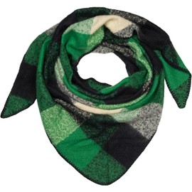styleBREAKER Ladies XXL woven triangle scarf with colourful check pattern, triangle scarf plaid, winter scarf warm and soft, scarf 01020050, Colour:Green-Black-Cream