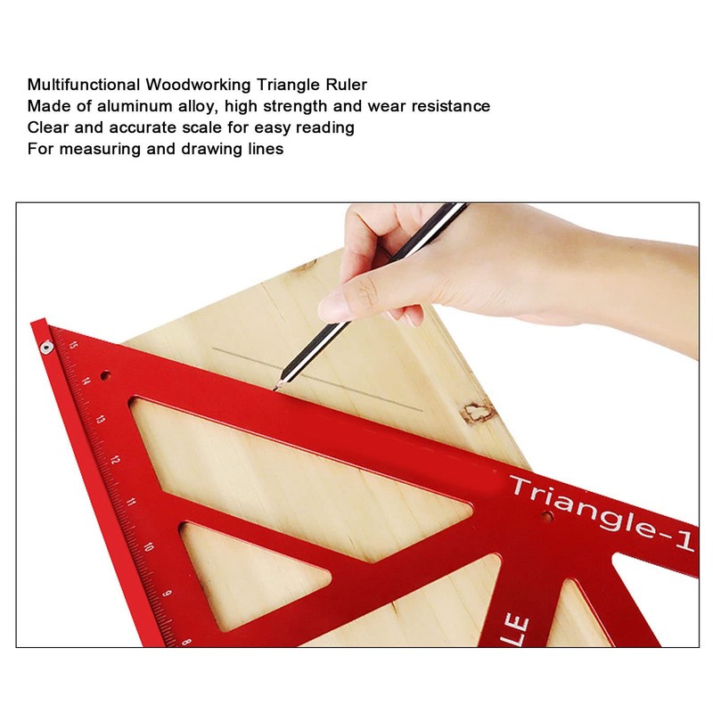 Kadimendium Woodworking Triangle Ruler Multifunctional Aluminum Alloy Square Protractor Framing