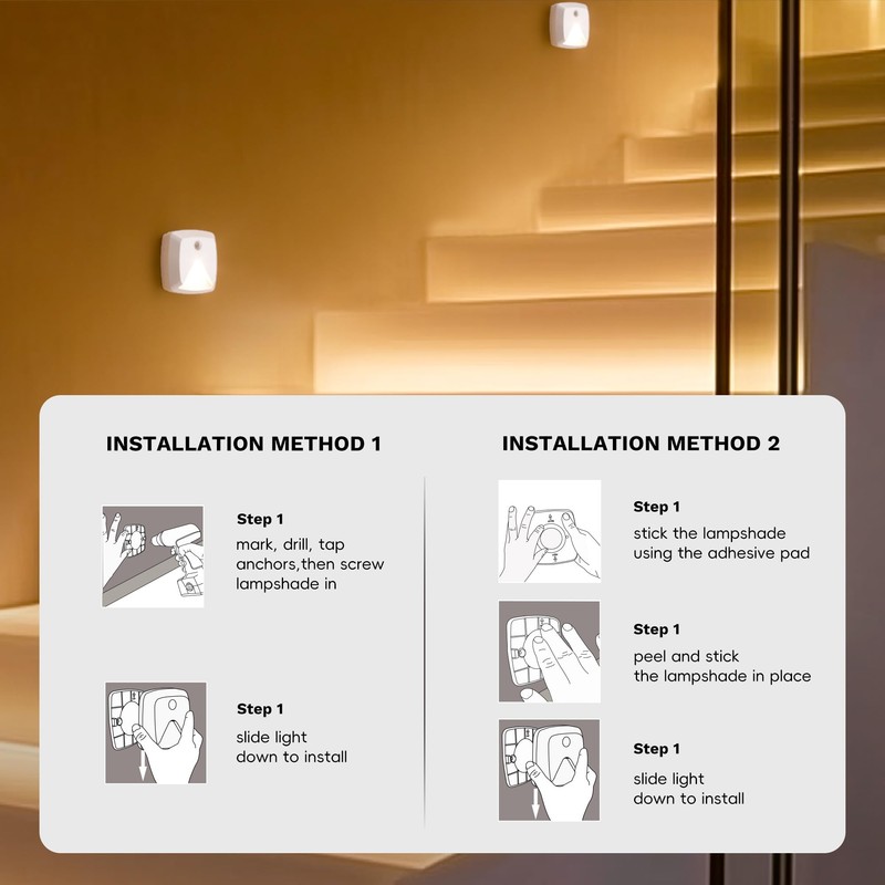 innofox 6-Pack Stick-on Motion Sensor Lights, Warm White LED Night