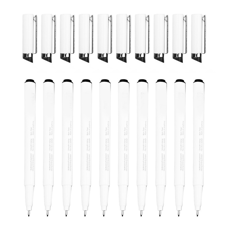 10Pcs 0.5mm Micro Line Pens Excellent Black Inks Smoother Writing