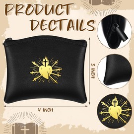 Highergo 6 Pcs rosary pouch catholic Seven Sorrows of Mary PU Leather Rosary Case Beads pouch Purses Holder Bag and Cross Imprint Portable Religious Bag for Men and Women Travel