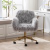SSLine Faux Fur Vanity Chair Modern Grey Furry Makeup Desk