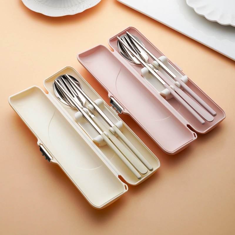 Cutlery Set, Stainless Steel, Chopsticks, Fork, Spoon, 3-piece Set, with