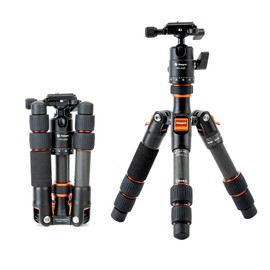 Fotopro Mini Tripod Carbon Fiber Tripod with Ball Head Quick Release Plate for Digital SLR Camera Lightweight Compact Mini Small Tripod Desktop Tripod Maximum Load 8kg X-GO Mini2 Black