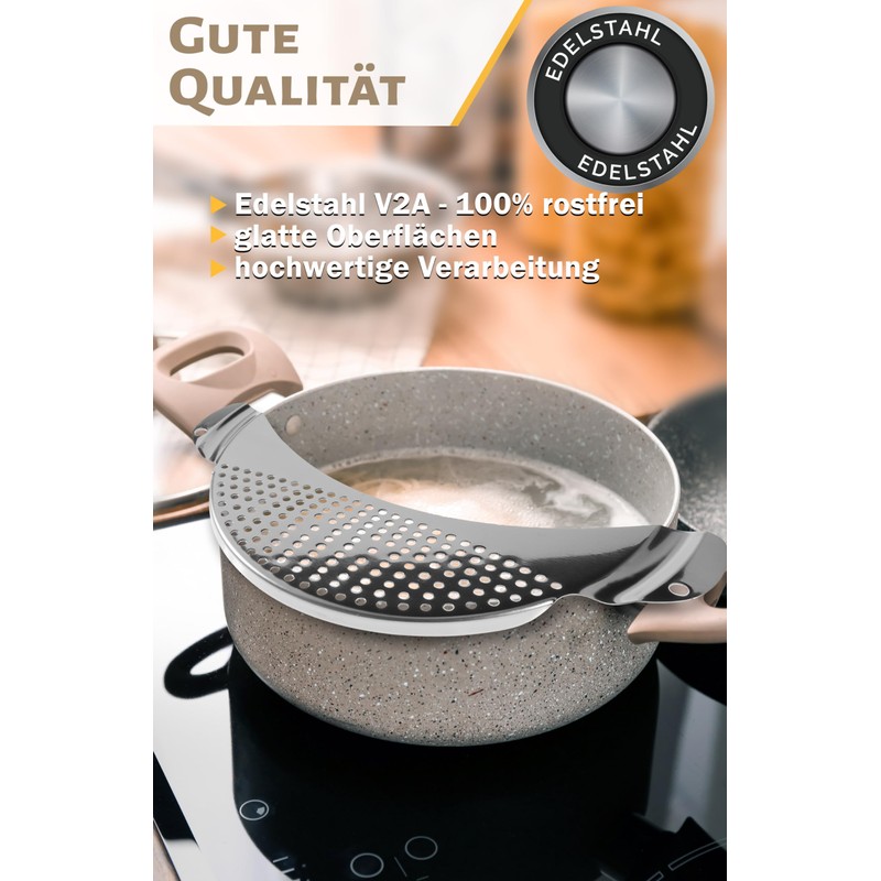 Menz Pasta Strainer Diameter 26 cm Stainless Steel Extra Flat