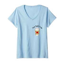 Autumn PSL Season Aesthetic Team Apple Crisp Macchiato V-Neck T-Shirt, blue