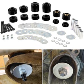 Body Mount Bushing Set Kit for Ford F-150 F-250 F-350 1980-1998 2WD 4WD Polyurethane Body Cab Mounts & Steel Sleeves & Hardware (Black)