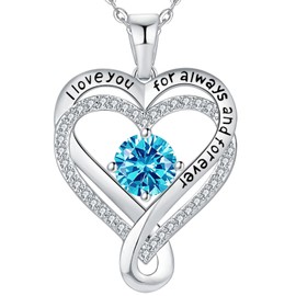 Mkhhy Silver Necklaces Gifts for Women S925 Infinity Heart Birthstone Birthday Anniversary Romantic Love Jewelry Wife Girlfriend Christmas Mom Daughter Mothers Day Valentines Day December Turquoise