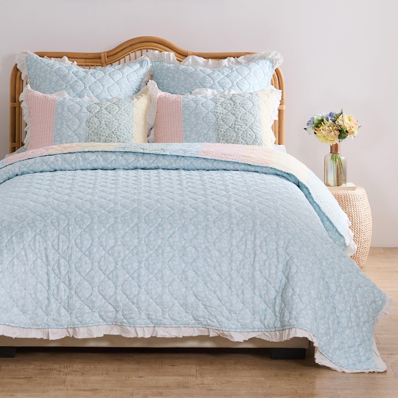 Greenland Home Fashions Tessie Ruffled Cotton Reversible Shabby Chic Quilt