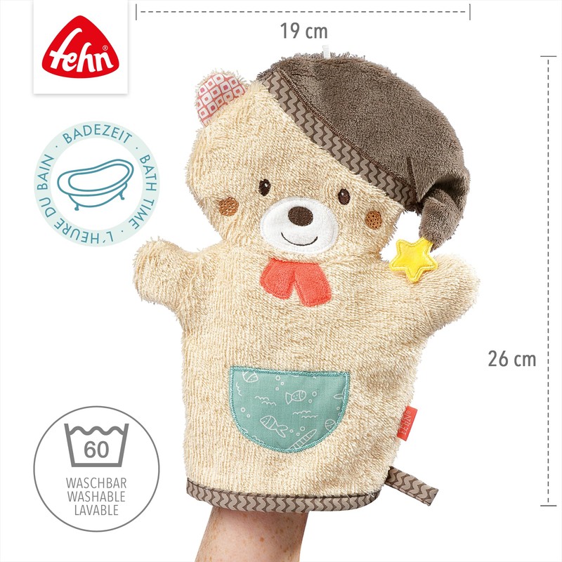 Fehn Wash Glove Donkey - Washcloth with Animal Motif for