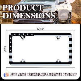 Black American Flag License Plate Frame - 2 Pack Stainless Steel Classic Patriotic USA Flag License Plate Holder Cover Rust-Proof Auto Parts Decoration with Screws 4 Holes