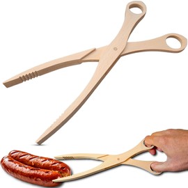 OSTENTO Wooden Kitchen Tongs, Wooden Tongs, Grill, Wood Scissors, Kitchen, Kitchen Tongs Set for Sausages, Toast, Fruit, Bread, Cucumbers, Salad (1 Wooden Scissors)