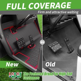 10L0L Golf Cart Floor Mat for EZGO TXT 1996-up, Full Coverage Floor Liner Mat with Grass-scraping Design, Honeycomb pattern, Made by Eco-friendly Resin Rubber - Red