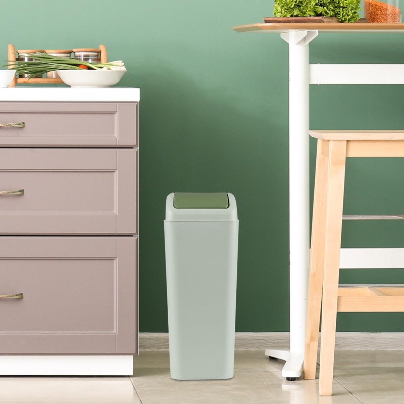 Dehouse 3 Gallon Plastic Trash Can with Swing Lid, Swing