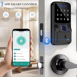 Cerradura Inteligente, Chapa Inteligente con Voz en Espanol, 5 Metodos de Apertura, Tuya APP, Huella Digital, Codigo, Llave Fisica, Tarjeta IC,...    