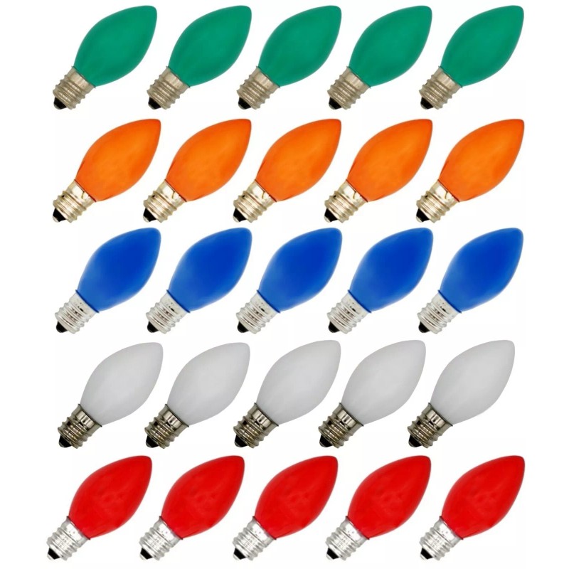 Creative Hobbies 25 Pack C7 LED Ceramic Multicolor Replacement Light