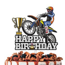 Decoración de decoración para tartas, con purpurina blanca, para caballeros, carreras y deportes de motor, suministros de decoración para fiestas de feliz cumpleaños para hombres y niños