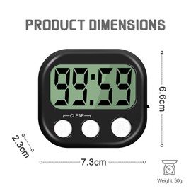 Kitchen Timer, Kitchen Timers for Cooking, Digital Visual Timer Magnetic Countdown Timer with Loud Alarm, Big Digit, Back Stand, Hanging Hole for Shower, Bathroom, Study, Teacher, Kids (Black)
