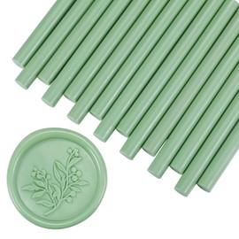 Yoption 15 Pieces Sage Green Glue Gun Sealing Wax Sticks for Wax Seal Stamp, Great for Wedding Invitations, Envelopes, Cards, Christmas Gift Ideas, Wine Packages