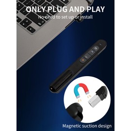 Presentation Clicker, 2.4GHz Clicker for Powerpoint, USB Control Presenter for Keynote, Laptop, PPT-Support Hyperlink and Volume Control